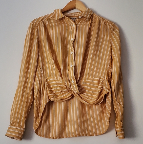 M Vanilla Star Gold/White Stripe Twist Front Shirt - Picture 1 of 3